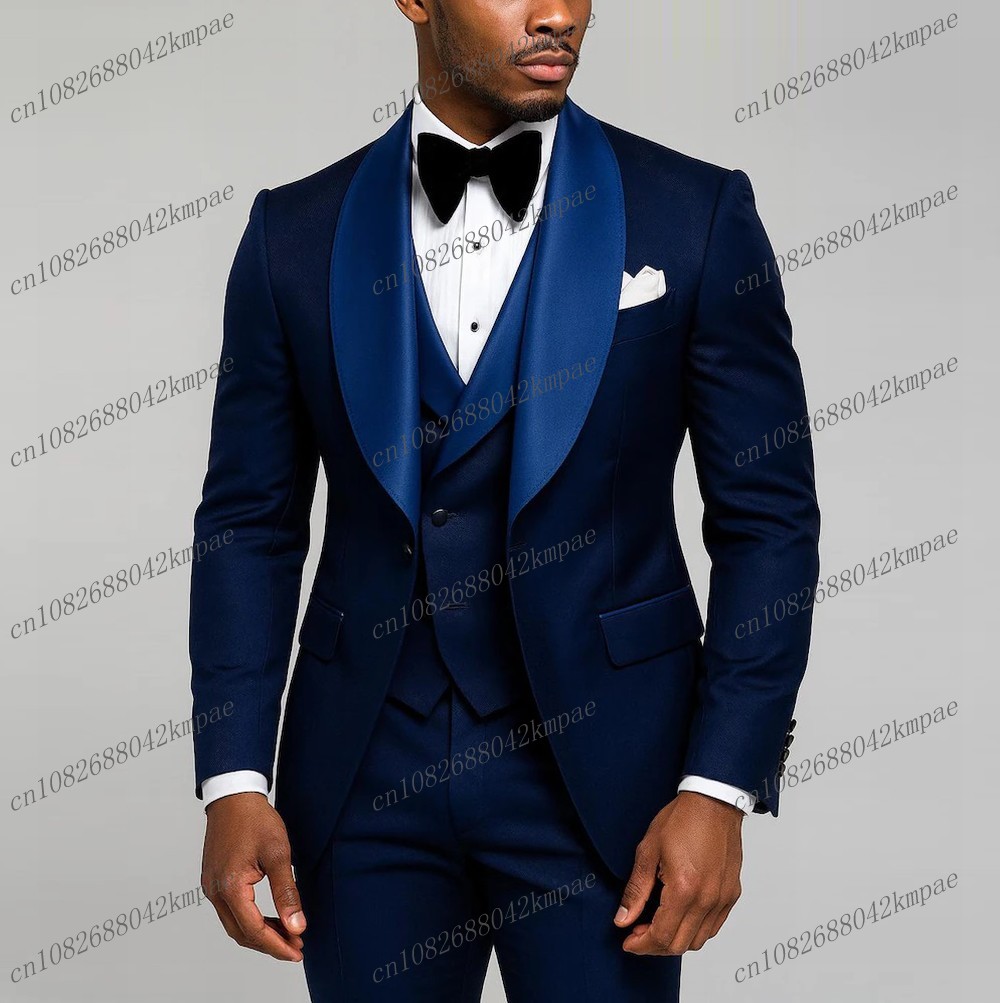 Young Men Formal Wear - ชุดสูทผู้ชายสีน้ำเงินกรมท่าแบบเป็นทางการสำหรับเจ้าบ่าว เพื่อนเจ้าบ่าว งานแต่งงาน งานพรอม ธุรกิจ ชุดทักซิโด้ชาย