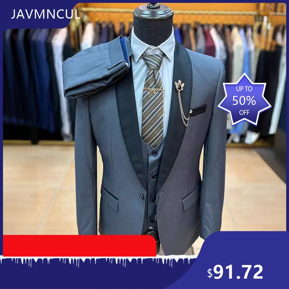 Men'S Formal Wear For Graduation - ชุดสูทผู้ชายทรงเข้ารูป 3 ชิ้น ปกแบบ Shawl Lapel