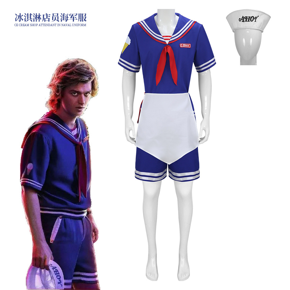 Men Formal Wear Set - สตีฟ แฮร์ริงตันคอสเพลย์เครื่องแต่งกายสคูปส์ อาโฮย โรบินเครื่องแต่งกายกะลาสีสาวกระโปรงชุดเครื่องแต่งกายฮาโลวีนเครื่องแต่งกายสำหรับชายหญิง