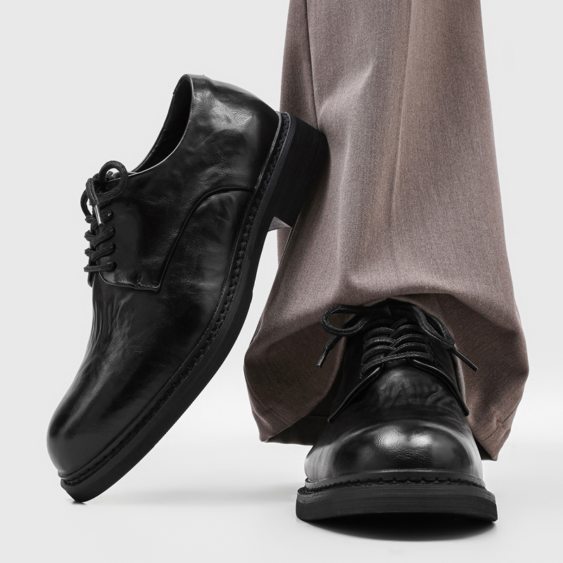 Formal Wear Men H&M - รองเท้าเดอร์บี้ผู้ชายแบบจีบหรูหรา พร้อมเชือกผูก หัวกลม สำหรับใส่ทำงาน งานแต่งงาน งานเลี้ยง