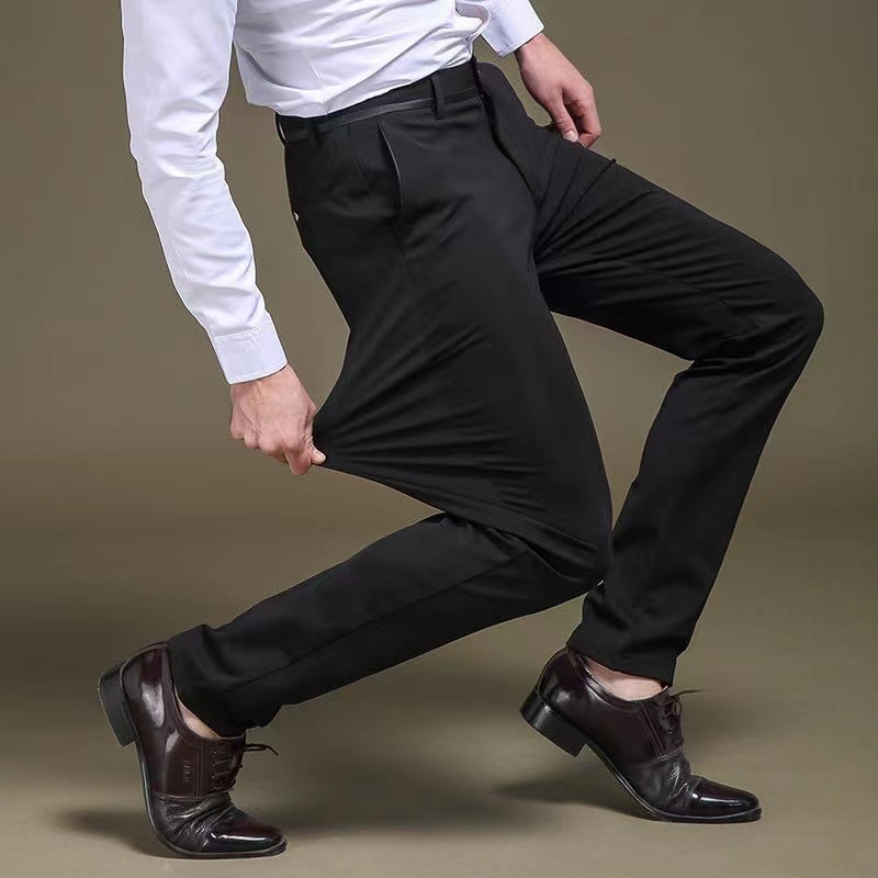 Young Men Formal Wear - ผู้ชายแฟชั่นฤดูร้อนธุรกิจสบายๆกางเกงสูทกางเกงชายยืดหยุ่นตรงกางเกงอย่างเป็นทางการ PLUS ขนาดใหญ่ Size28-40
