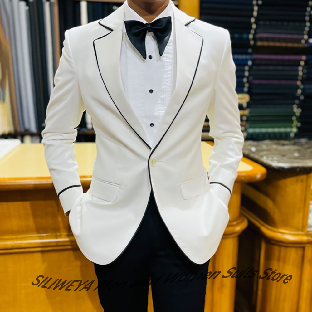 Men Formal Wear For Dinner - ชุดสูทแต่งงานผู้ชายสุดหรูสำหรับงานกาล่าบนพรมแดง ทรงเข้ารูป กระดุมเดี่ยว ปกบาก แจ็คเก็ตทักซิโด้+กางเกง ชุดสำหรับงานเลี้ยงอาหารค่ำอย่างเป็นทางการ