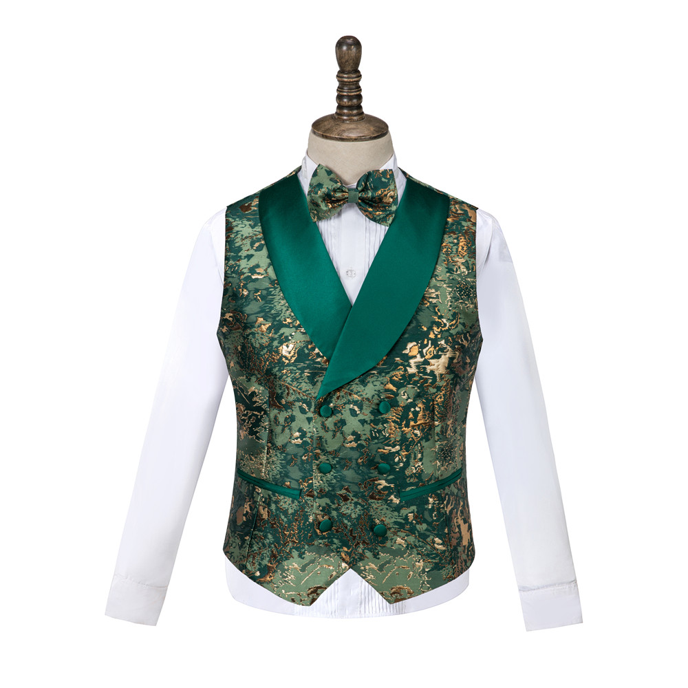 Formal Vest Waistcoat - เสื้อกั๊กผู้ชายลายพรางดีไซน์ใหม่ปี 2026 ยี่ห้อ Gwenhwyfar คุณภาพสูง สีเขียวเข้ม