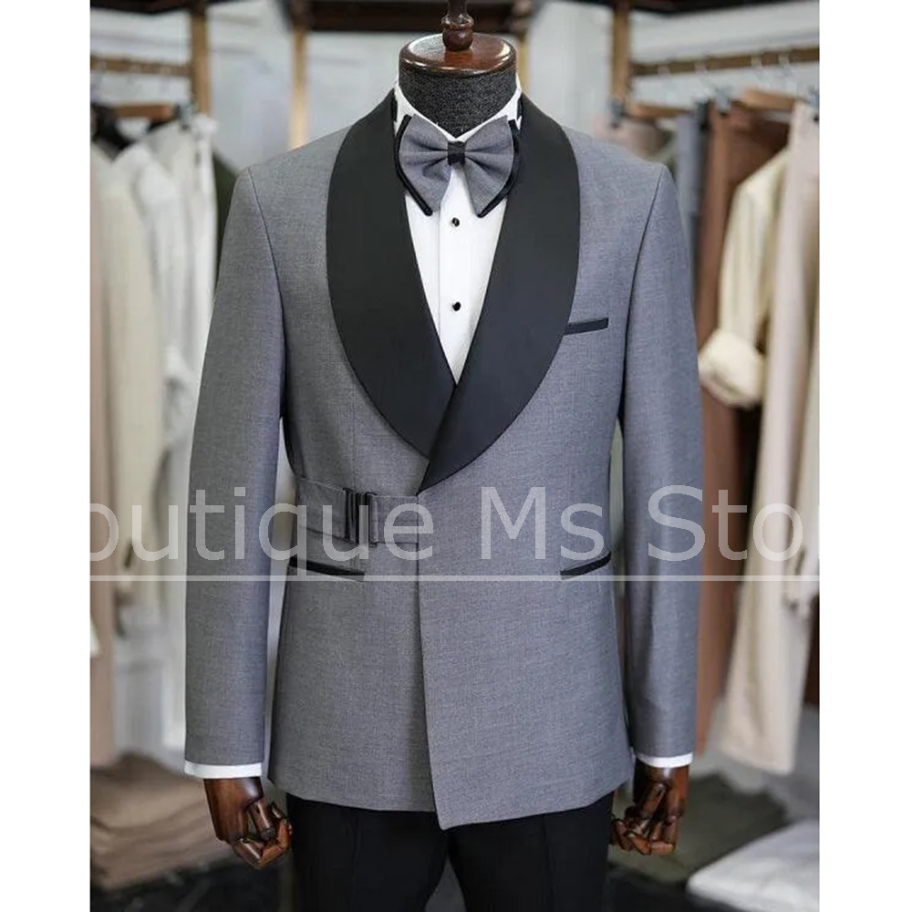 Men Formal Wear For Dinner - ชุดสูทผู้ชายแฟชั่น ปกผ้าคลุมไหล่ ทรงเข้ารูป สำหรับงานแต่งงาน เจ้าบ่าว งานพรอม