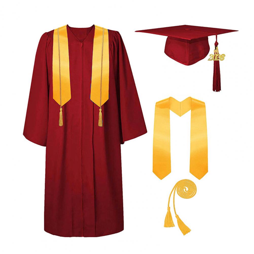 Men'S Formal Wear For Graduation - ชุดหมวกและเสื้อครุยสำเร็จการศึกษาแบบด้านสำหรับผู้ใหญ่ 男女兼用 พร้อมพู่ปี 2026 สายสะพายและสายร้อยเหรียญสำหรับโรงเรียนมัธยม มหาวิทยาลัย