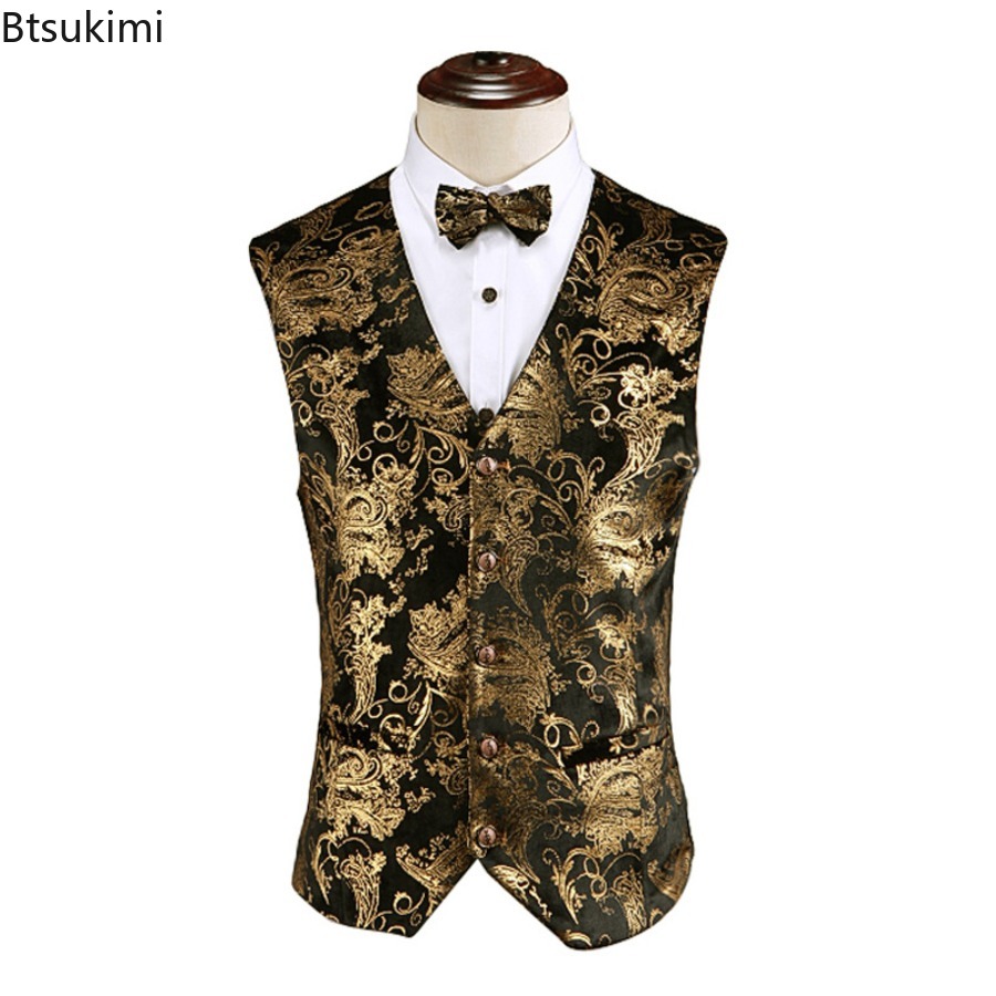 Formal Vest Waistcoat - เสื้อกั๊กสูทงานแต่งงานสุดหรูสำหรับผู้ชายปี 2026 แบบกระดุมแถวเดียว คอวี แขนกุด ทรงเข้ารูป