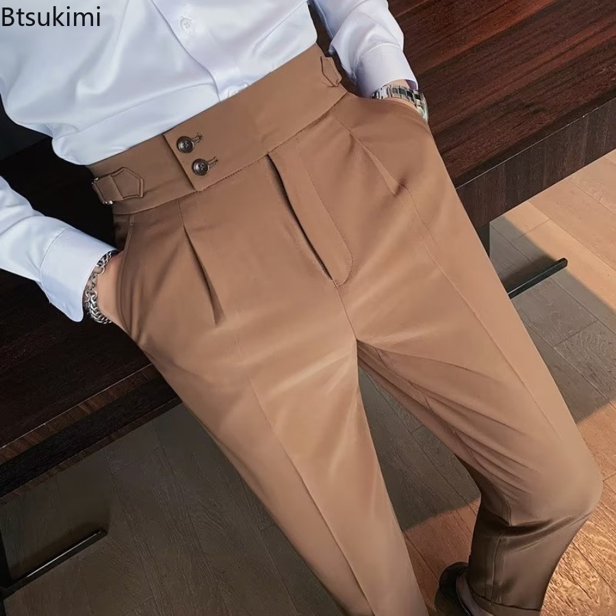 Young Men Formal Wear - กางเกงสูทสีพื้นสำหรับผู้ชาย รุ่นใหม่ ปี 2026 ทรงคลาสสิก กระดุมเดี่ยว