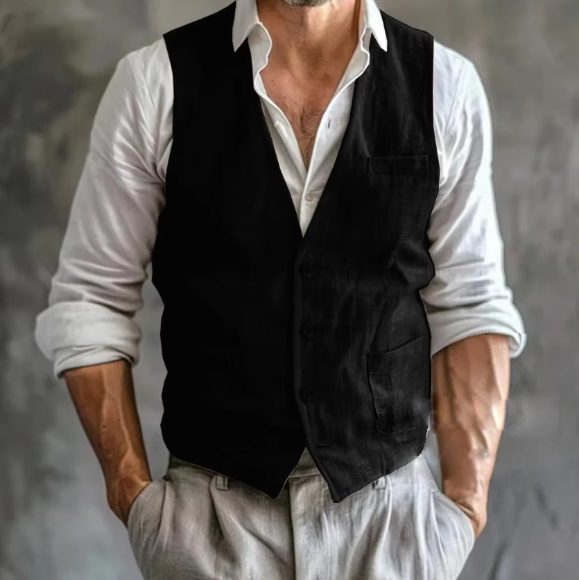 ผู้ชายผ้าลินินฤดูร้อนชาย GILET - Formal Vest Waistcoat บทวิจารณ์และราคา