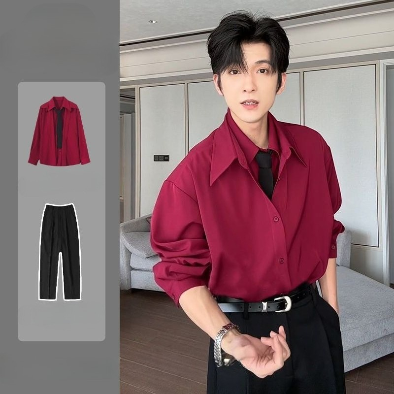 ชุดเสื้อเชิ้ตแขนยาวลายปะติดสำห - Men Formal Office Wear Shirts บทวิจารณ์และราคา