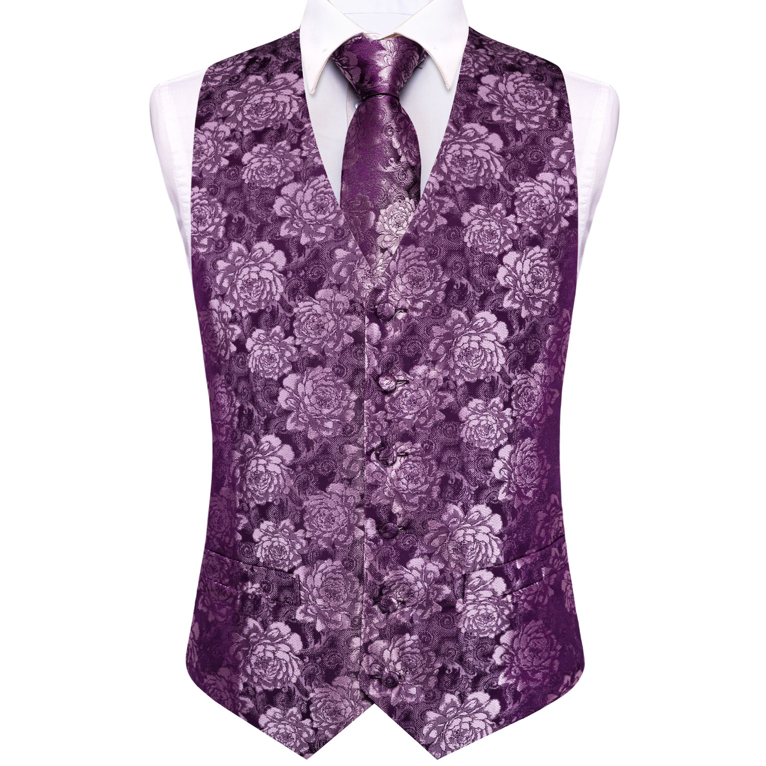 เสื้อกั๊กผู้ชายลายดอกกุหลาบสีม - Formal Vest Waistcoat บทวิจารณ์และราคา