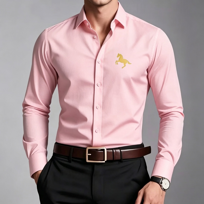 เสื้อเชิ้ตผู้ชายพิมพ์ลายโลโก้ม - Men Formal Office Wear Shirts บทวิจารณ์และราคา