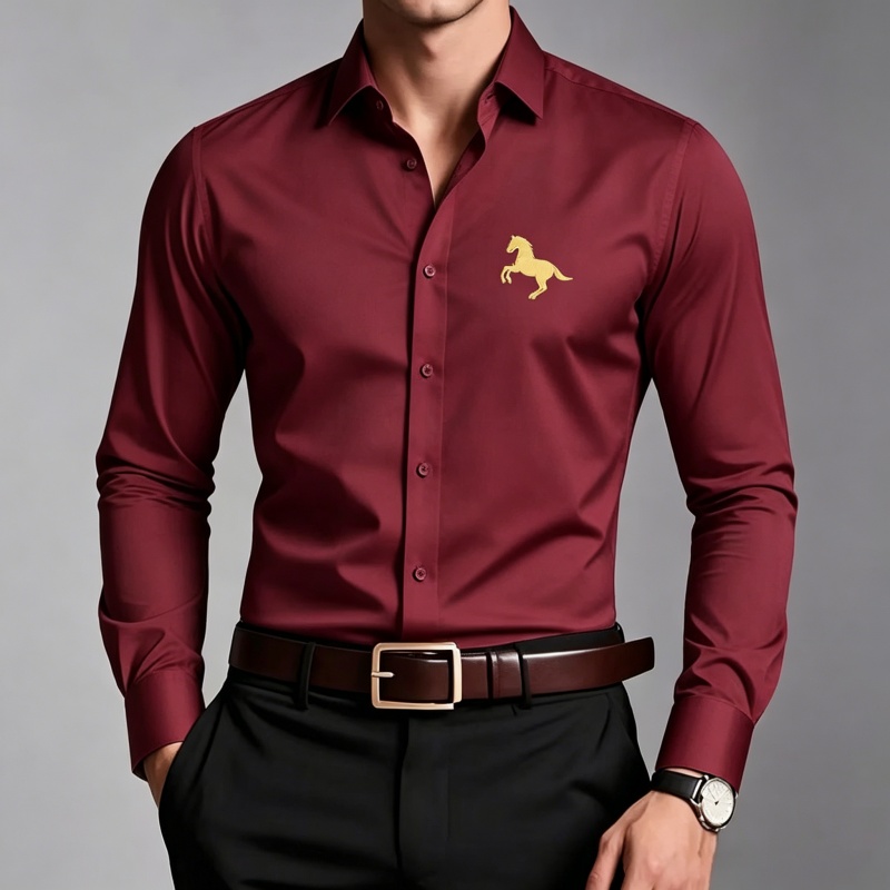 เสื้อเชิ้ตผู้ชายพิมพ์ลายโลโก้ม - Men Formal Office Wear Shirts บทวิจารณ์และราคา