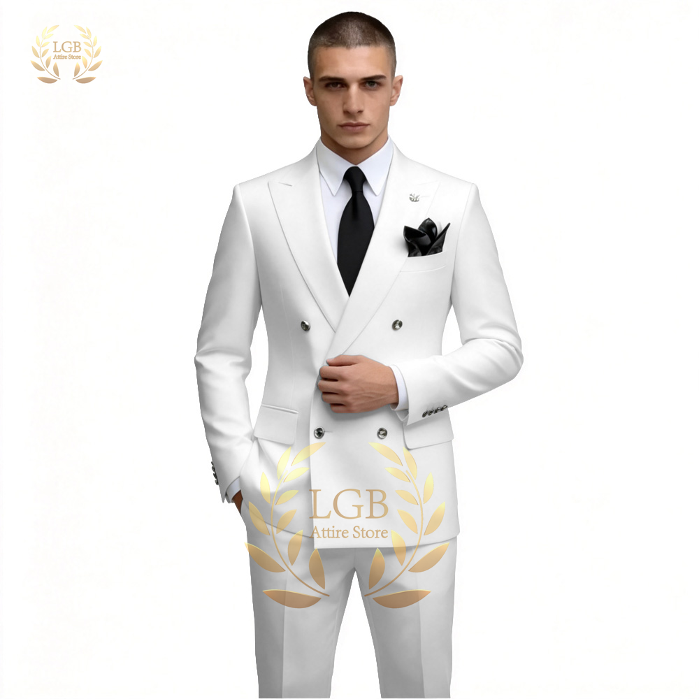 ชุดสูทผู้ชายสีขาวแบบกระดุมสองแ - Men Formal Wear For Dinner บทวิจารณ์และราคา