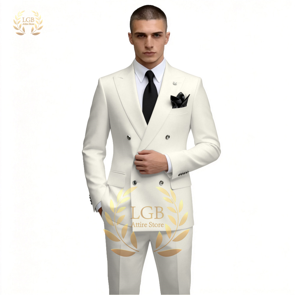 ชุดสูทผู้ชายสีขาวแบบกระดุมสองแ - Men Formal Wear For Dinner บทวิจารณ์และราคา