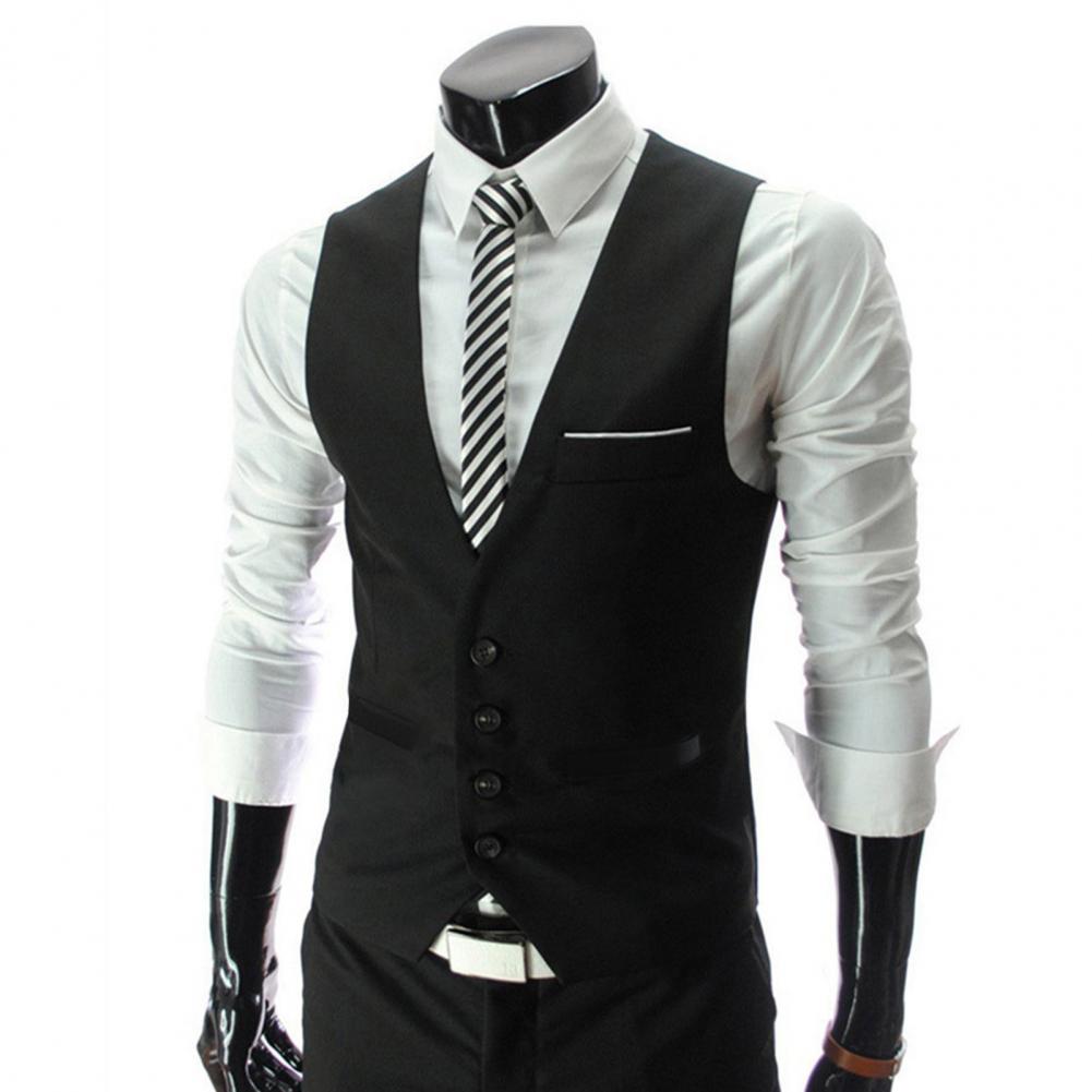 ผู้ชายเสื้อกั๊กเดี่ยว Breasted - Formal Vest Waistcoat บทวิจารณ์และราคา
