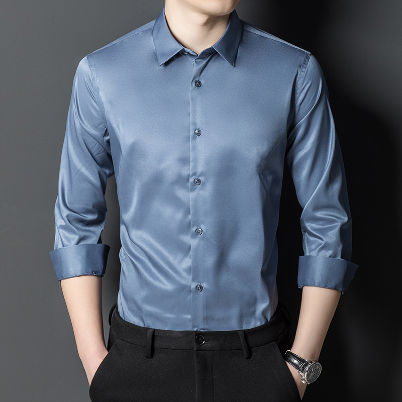 เสื้อเชิ้ตผ้าไหมมัลเบอร์รี่สำห - Men Formal Office Wear Shirts บทวิจารณ์และราคา