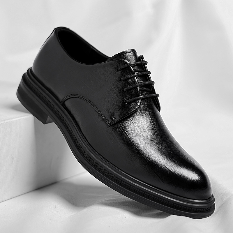 รองเท้าเดอร์บี้หนังแท้สีดำสำหร - Men Formal Wear All Black บทวิจารณ์และราคา
