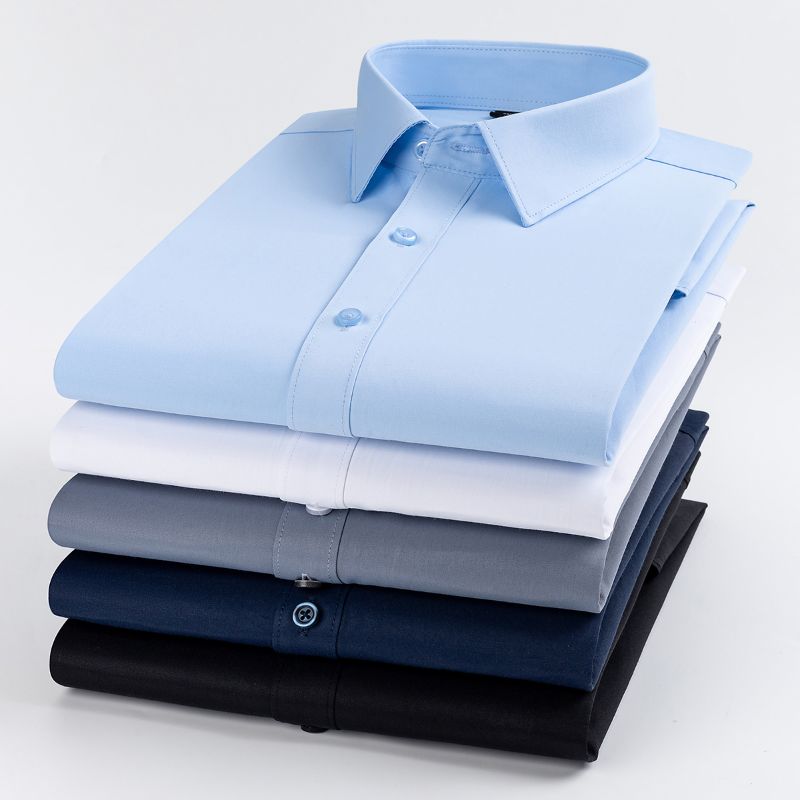 เสื้อเชิ้ตแขนสั้นทรงเข้ารูปสำห - Men Formal Office Wear Shirts บทวิจารณ์และราคา