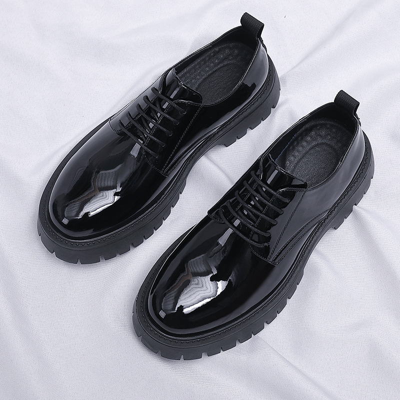 รองเท้าหนังแก้วสีดำแบบผูกเชือก - Men Formal Wear All Black บทวิจารณ์และราคา