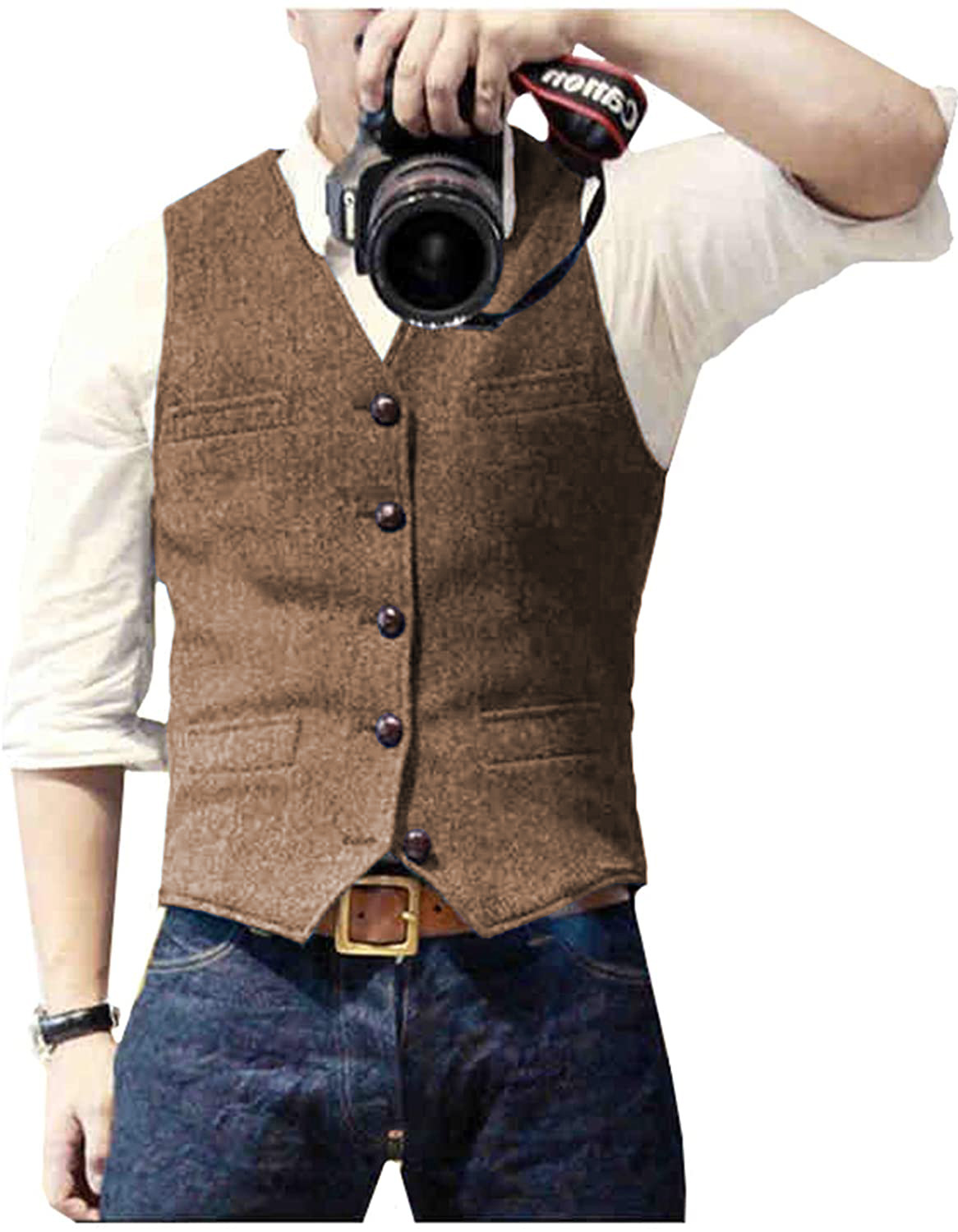 เสื้อกั๊กสูทผู้ชาย คอวี ผ้าขนส - Formal Vest Waistcoat บทวิจารณ์และราคา