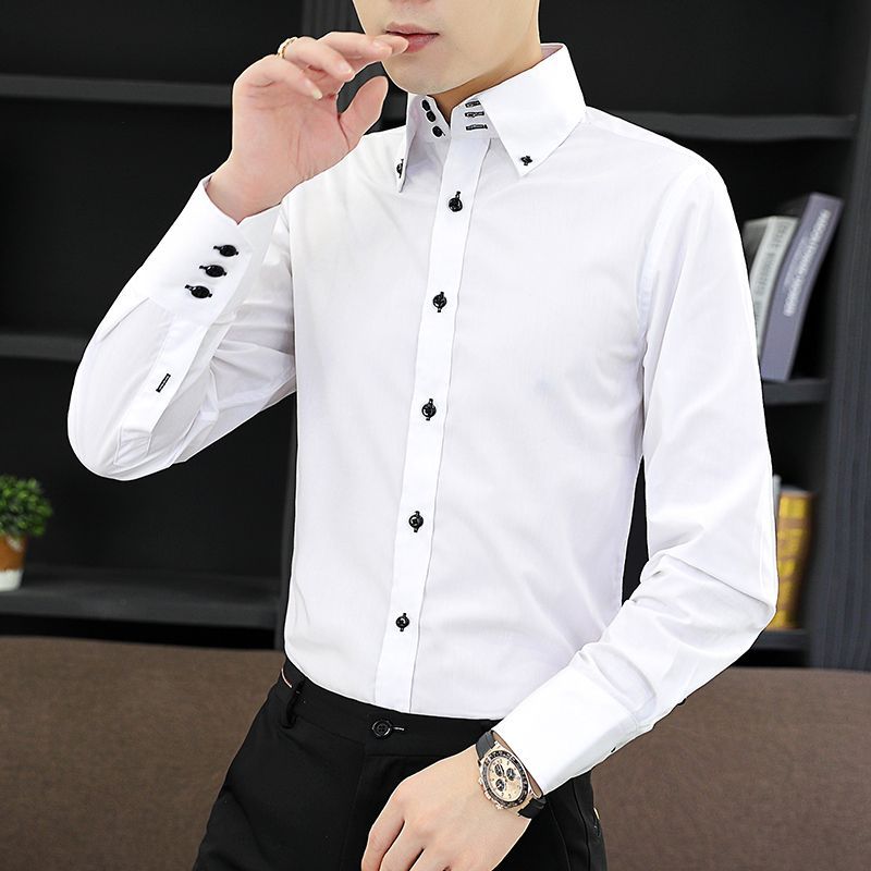 ฤดูใบไม้ผลิฤดูใบไม้ร่วงผู้ชายเ - Men Formal Office Wear Shirts บทวิจารณ์และราคา