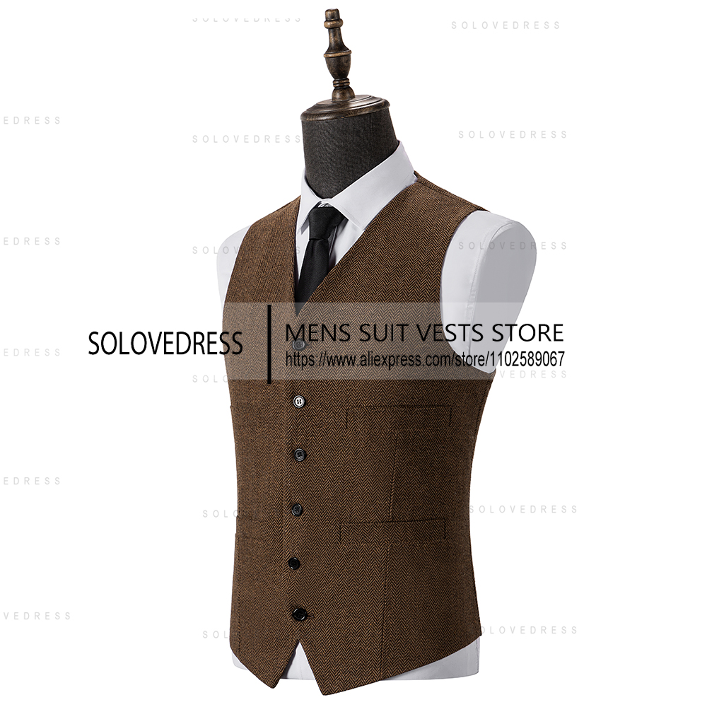 V คอ SLIM FIT Herringbone เสื้ - Formal Vest Waistcoat บทวิจารณ์และราคา